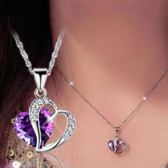 Jewelry - Purple Heart Charm & Silver Pendant Necklace